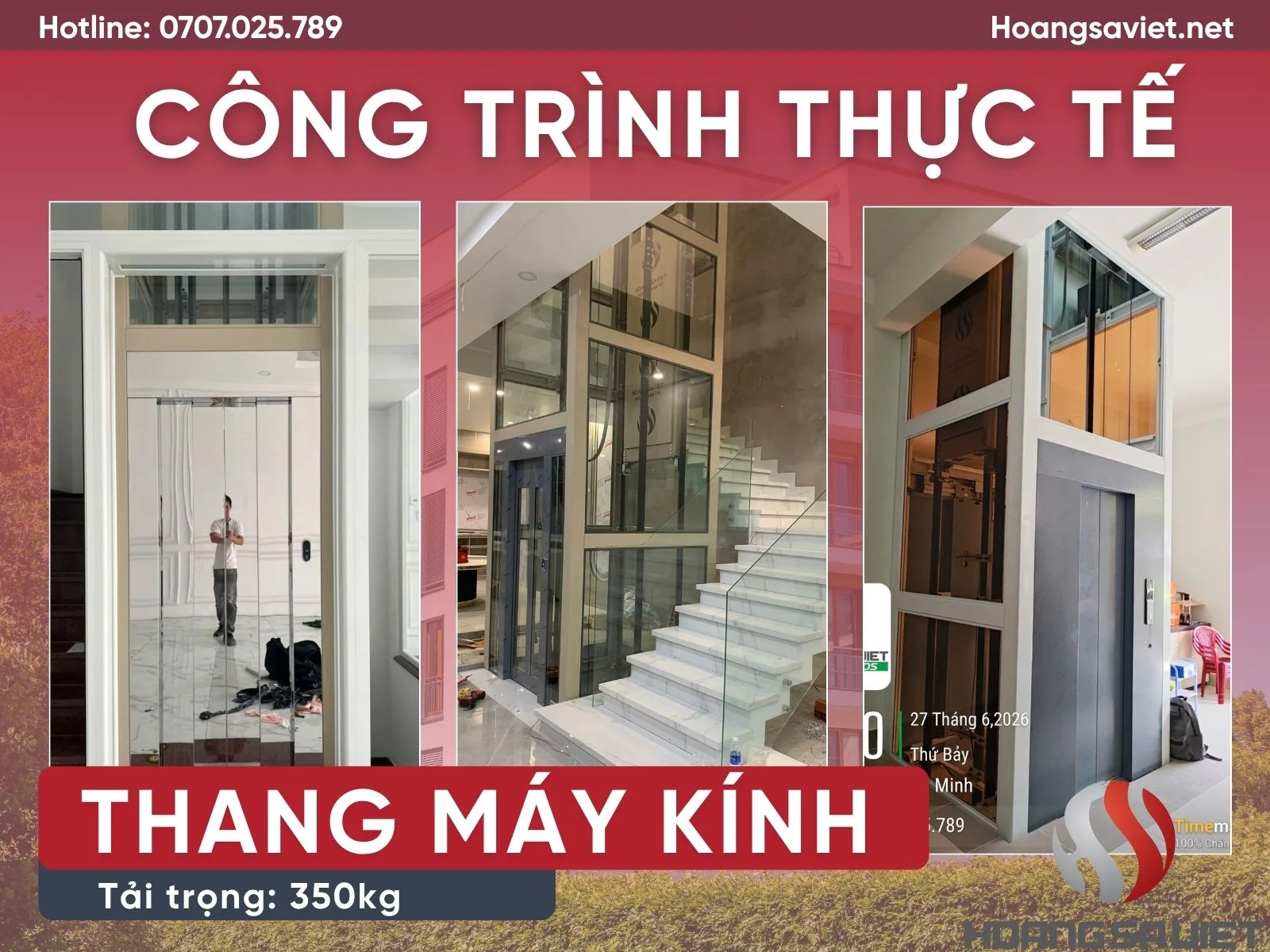 Công Trình Thực Tế Lắp Đặt Thang Máy Kính 350kg