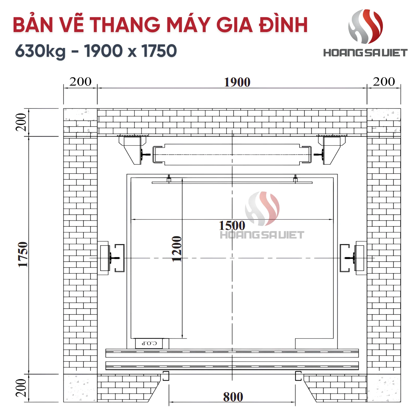 Bản Vẽ Thang máy Gia Đình 630Kg Tại Hoàng Sa Việt 