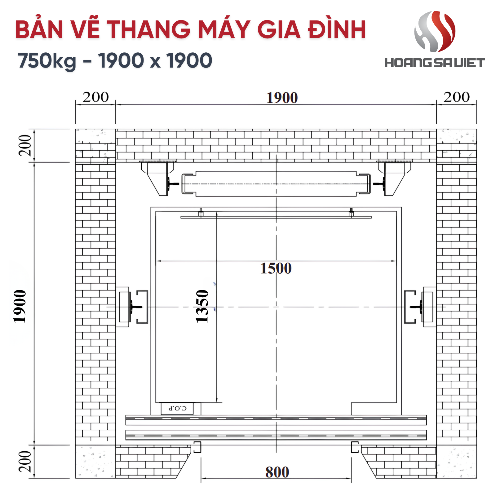 Bản Vẽ Thang Máy Gia Đình 750Kg 