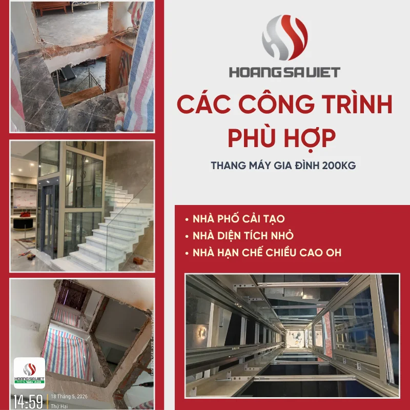Công Trình Phù Hợp Với Thang Máy 200kg 