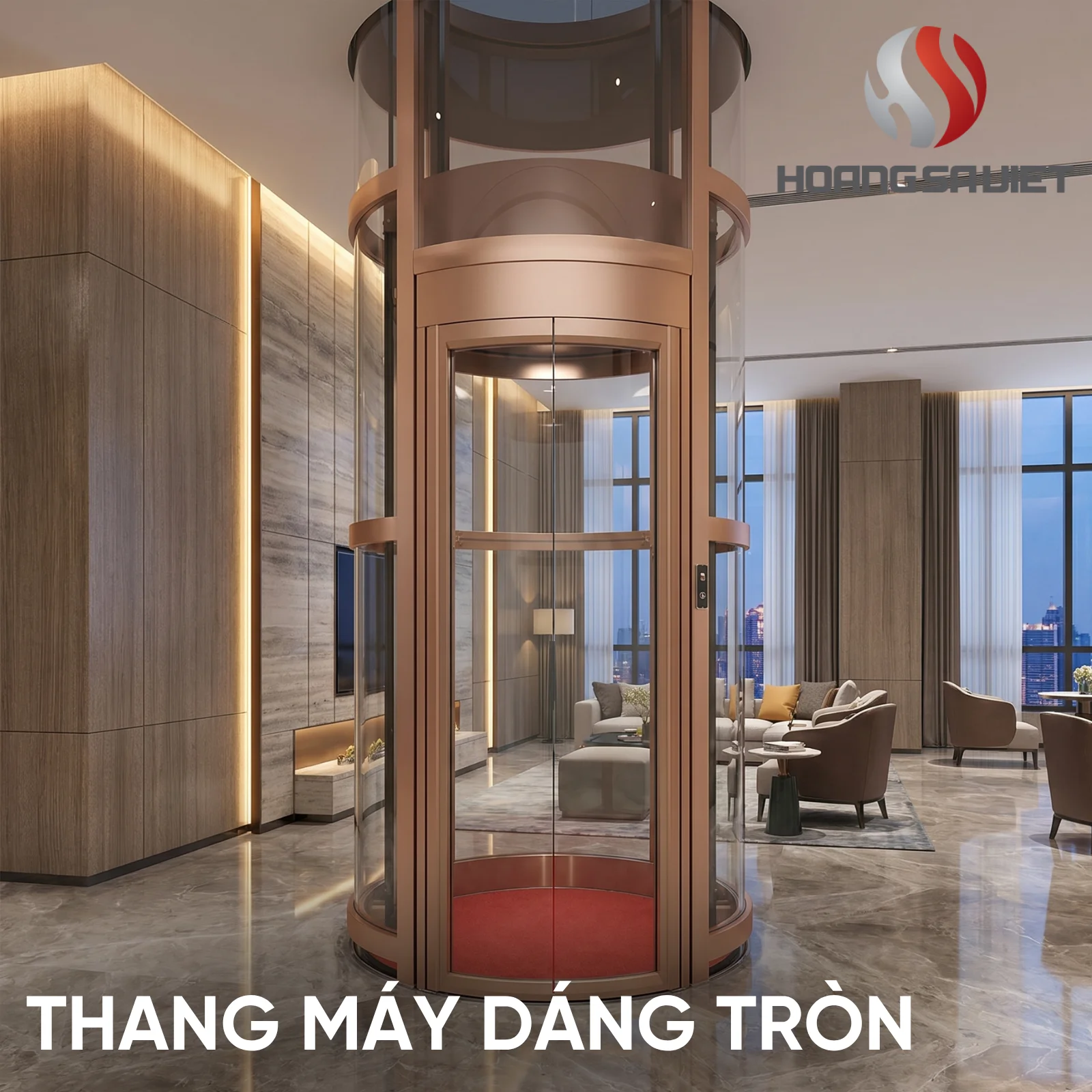 Cầu Thang Máy Gia Đình 450Kg Tròn 
