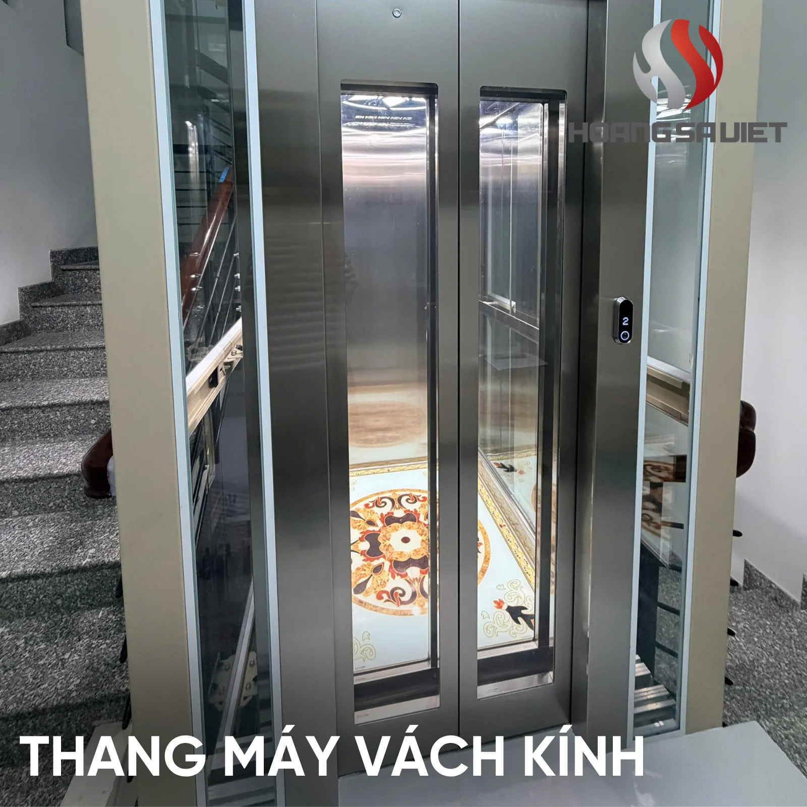 Cầu Thang Máy Gia Đình 450kg Vách Kính 