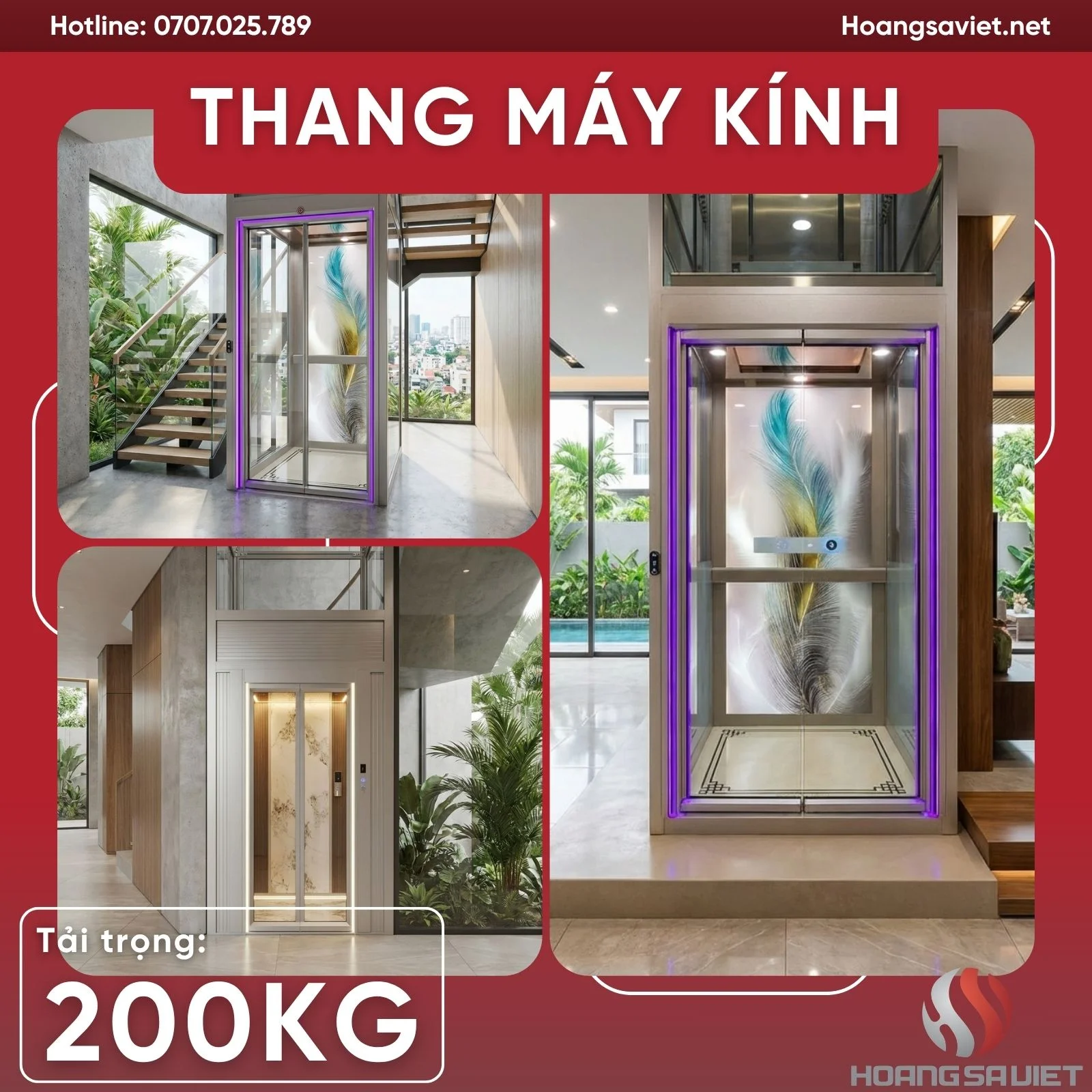 Mẫu thang máy kính 250kg
