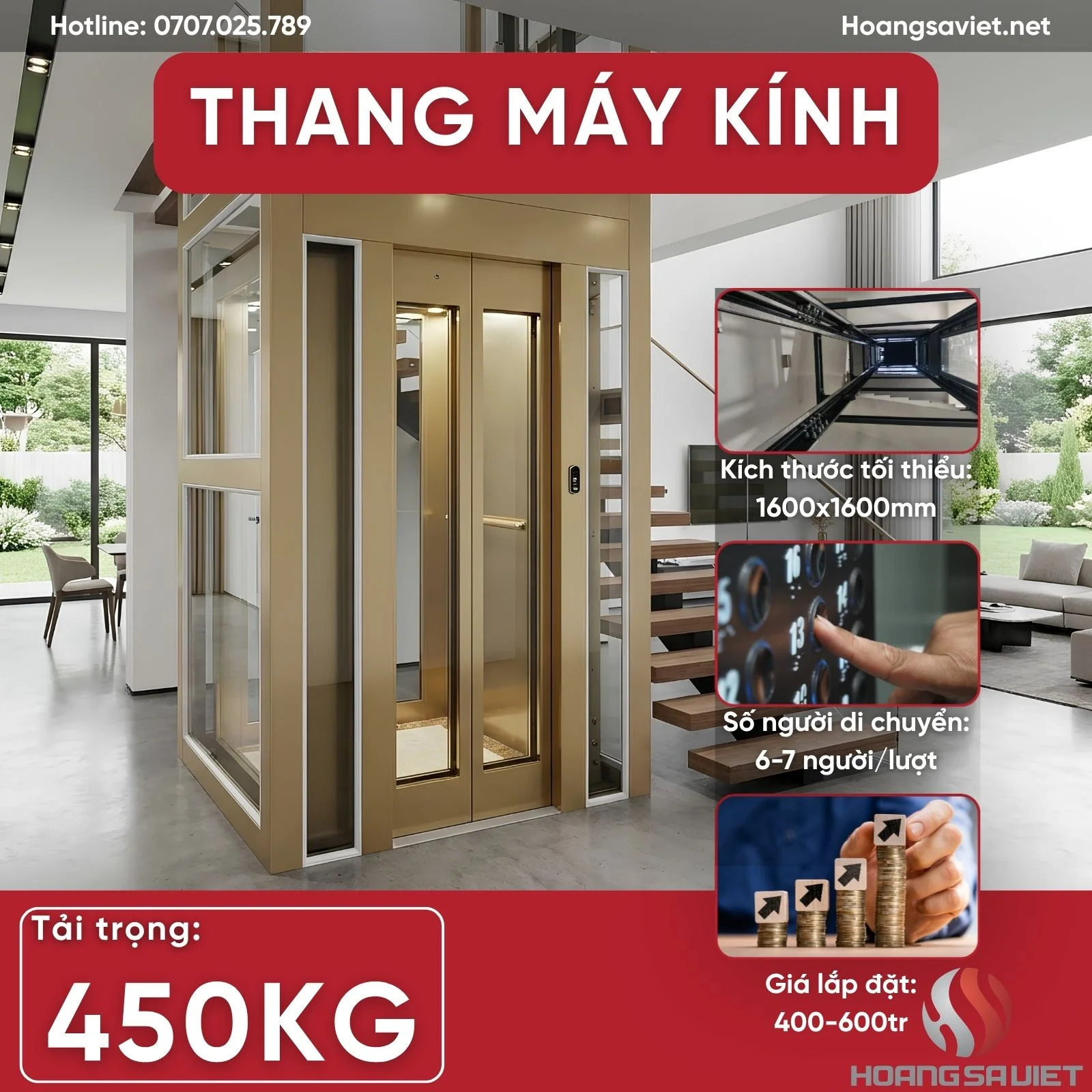 Mẫu Thang Máy Kính 450kg Đang có tại HOANGSAVIET