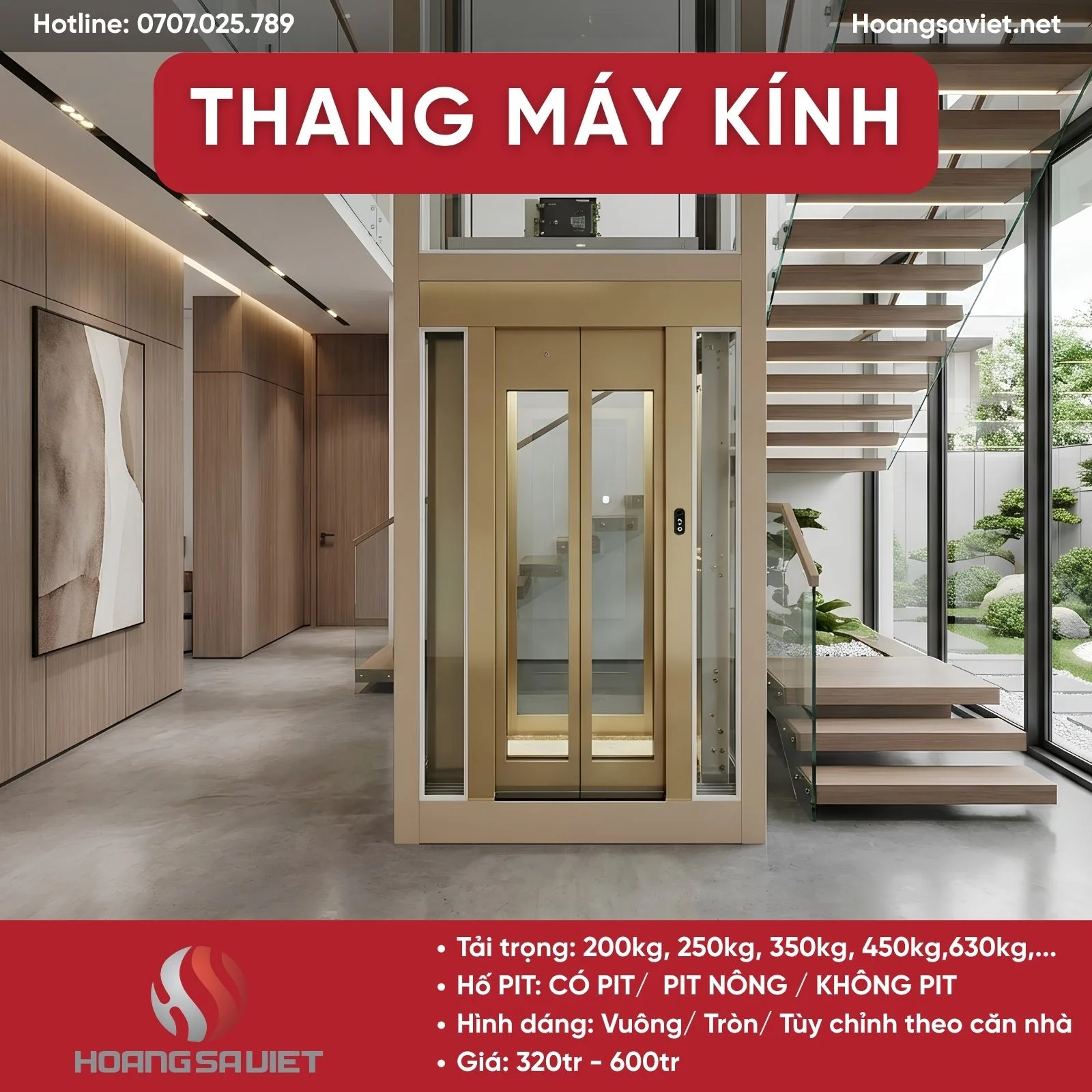Mẫu thang máy kính đẹp