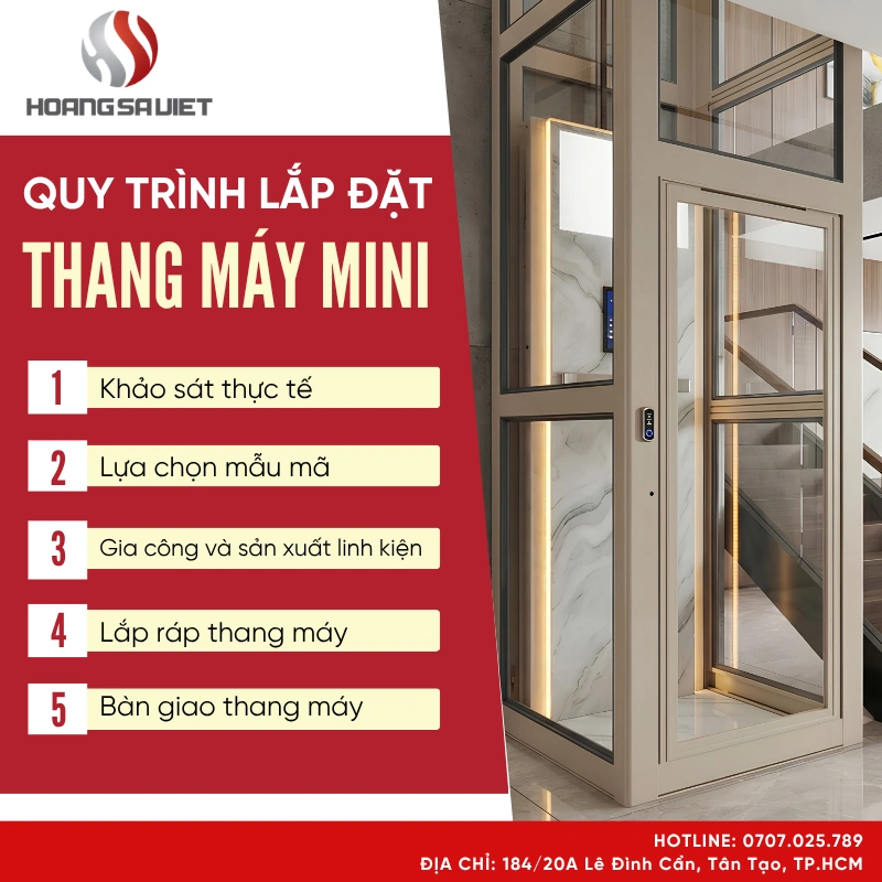 Quy trình lắp đặt thang máy mini 5 bước chuẩn tại HOANGSAVIET