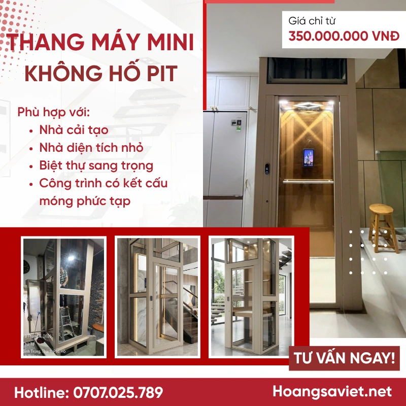 Thang máy mini không hố pit phù hợp với đa dạng công trình đặc thù