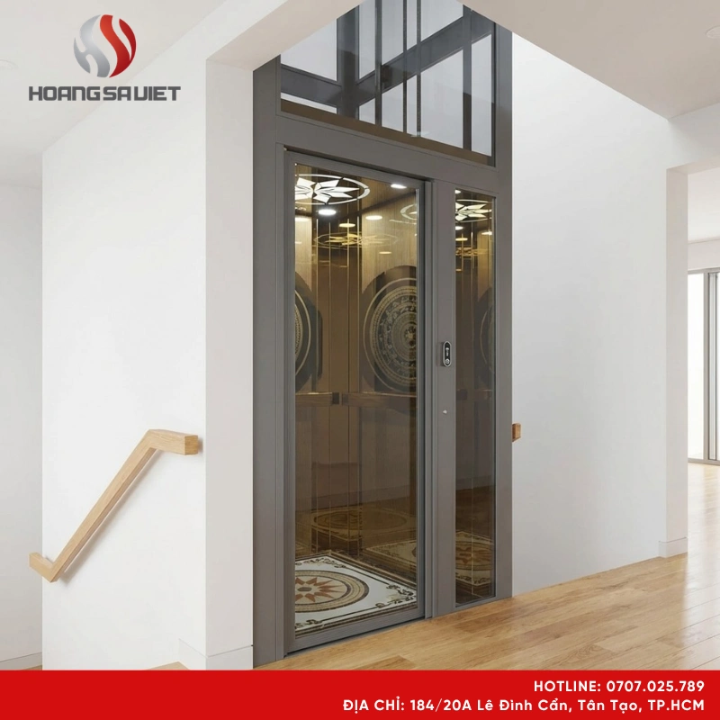 Thiết kế thang máy thủy lực 250kg nhỏ gọn và hiện đại trong nhà phố